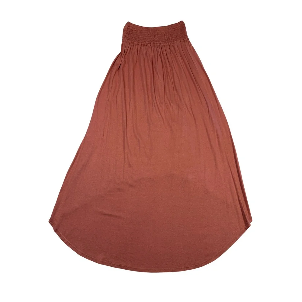 Free People Beach Smocked High Low Maxi Skirt Rose Pink XS